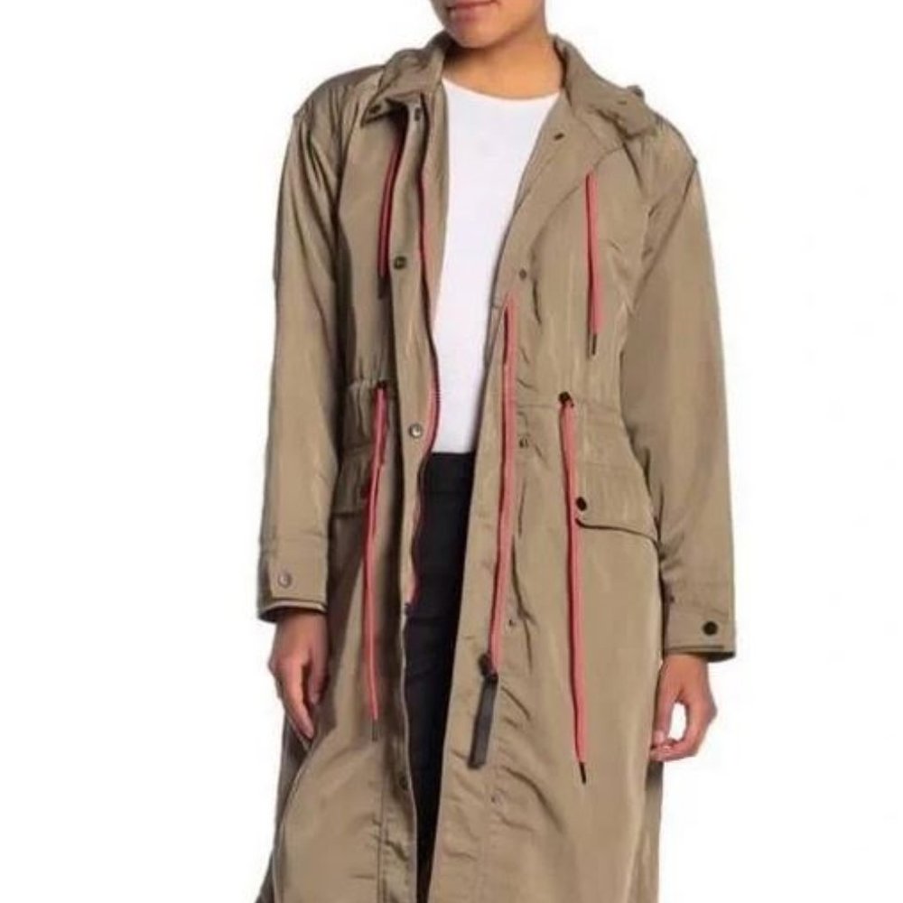 Bagatelle Sport Olive Green Neon Pink Rain Jacket Size Small